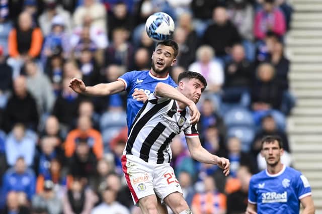 Rangers' Nicolas Raskin challenges St Mirren's Ryan Strain during his side's 5-2 win at Ibrox.  (Photo by Rob Casey / SNS Group)