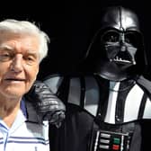 David Prowse, the British actor behind the menacing black mask of Star Wars villain Darth Vader, who died aged 85 (Photo by Thierry ZOCCOLAN / AFP) (Photo by THIERRY ZOCCOLAN/AFP via Getty Images)