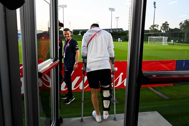 Boyle has been left on crutches after having surgery to repair his knee.