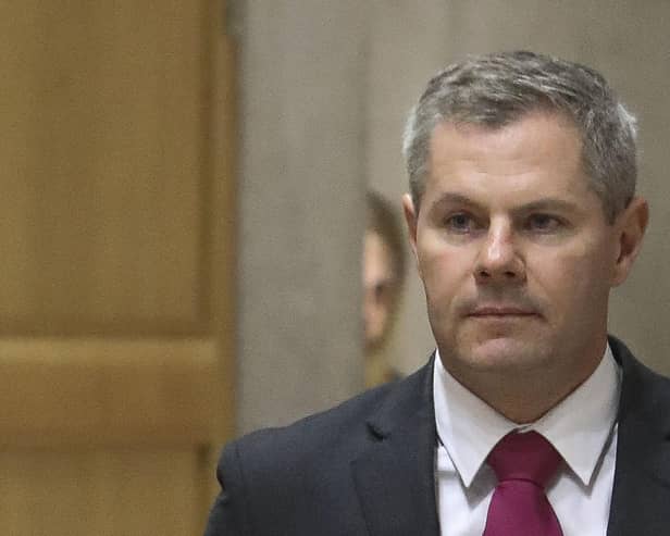 Former finance secretary Derek Mackay arrives at the Scottish Parliament in Holyrood, Edinburgh, to give evidence before the Public Audit Committee as part of its inquiry into the delays and overspends at Ferguson Marine in September.
