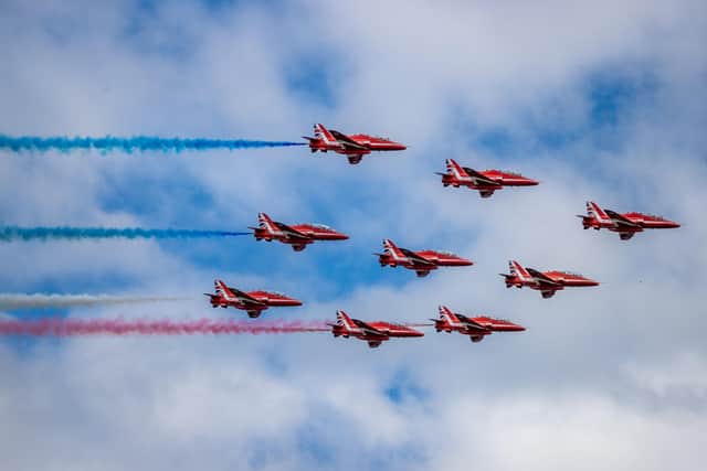 The skies above Southsea were turned red and blue as the Red Arrows performed their spectacular display for Armed Forces Day on Saturday.Pictured - The Red ArrowsPhotos by Alex Shute