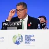 Alok Sharma, President of the Cop26 climate summit, speaks at the closing plenary of the COP26 summit