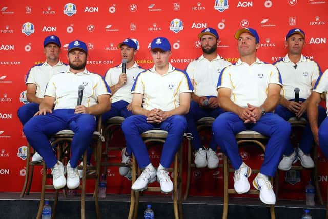 The European team looked disconsolate following a hammering in the 2021 Ryder Cup at Whistling Straits and now a court case will determine whether or not the likes of Ian Poulter and Paul Casey have a chance of playing in September's match in Rome. Picture: Andrew Redington/Getty Images.