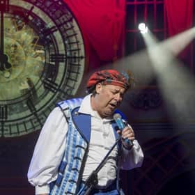 Andy Gray on stage at the King's Theatre in Edinburgh, playing Buttons in Cinderella. Pic: Douglas Robertson.