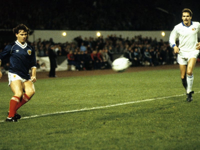 Scored a memorable goal on his debut against Switzerland in 1983 when he dinked the ball up with his right knee before lobbing over the keeper with his left foot without the ball touching the ground. He scored over 50 goals for Celtic the previous season and joined Arsenal in 1983 after they won the race for his signature over Liverpool. It never quite happened for him at Arsenal although he did score twice in a League Cup final win over Liverpool in 1987 and continued his stop-start Scotland career, which perhaps promised more than it delivered, winning his last cap v Cyprus in 1989 as an Aberdeen player.