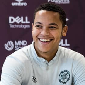 Toby Sibbick speaks to the press ahead of Hearts' match against St Mirren.