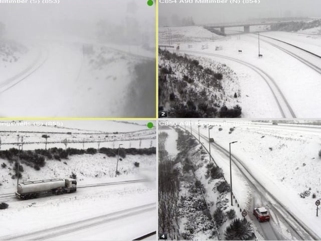 The A90 from Milltimber to Goval was closed directions due to adverse weather conditions.