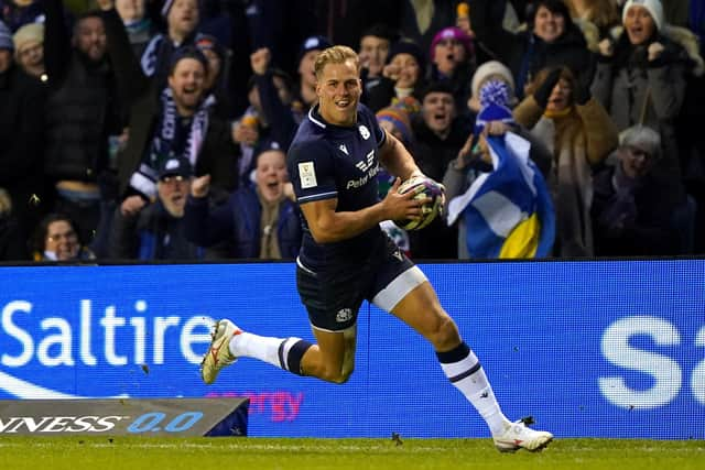 Duhan van der Merwe's hat-trick against England means he is one short of equalling Stuart Hogg's Scotland try record of 27.  (Picture: Andrew Milligan/PA Wire)