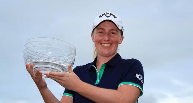 Gemma Dryburgh celebrates the second of her 2020 Rose Ladies Series successes at Royal St George's