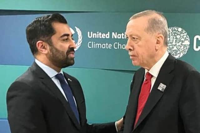 The First Minister met the Turkish President at the COP28 summit. Picture: Humza Yousaf/X
