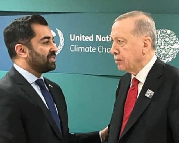 The First Minister met the Turkish President at the COP28 summit. Picture: Humza Yousaf/X