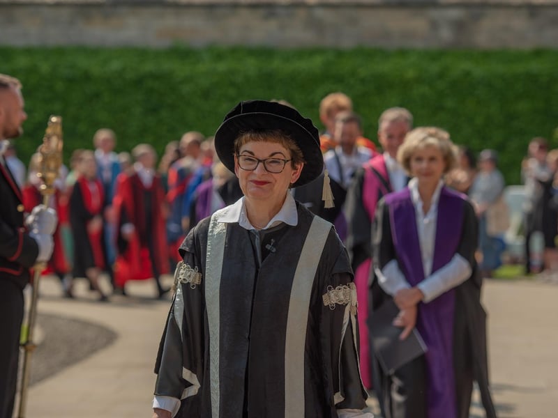 University Principal and Vice-Chancellor Professor Dame Sally Mapstone leading the academic procession.