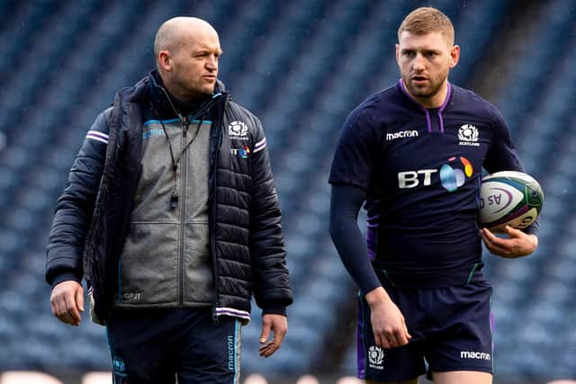 Scotland head coach Gregor Townsend with Finn Russell. Picture: Gary Hutchison/SNS