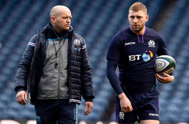 Scotland head coach Gregor Townsend with Finn Russell. Picture: Gary Hutchison/SNS
