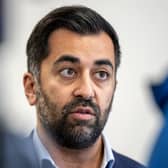 First Minister Humza Yousaf speaks to the media during his visit to Scottish Throughcare and Aftercare Forum offices in Glasgow. Picture: Jane Barlow/PA Wire