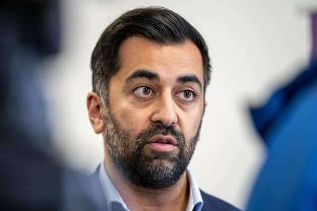 First Minister Humza Yousaf speaks to the media during his visit to Scottish Throughcare and Aftercare Forum offices in Glasgow. Picture: Jane Barlow/PA Wire