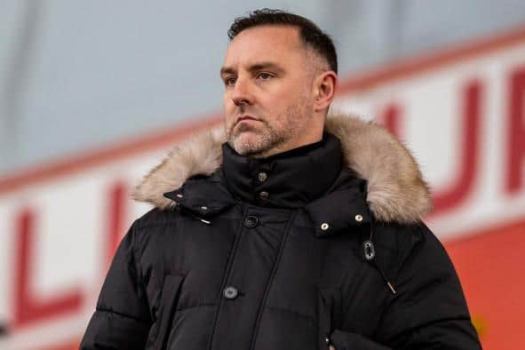 Former Rangers and Kilmarnock striker Kris Boyd takes in the game working for Sky Sports during a Scottish Premiership match between Aberdeen and Rangers at Pittodrie, on January 10, 2021, in Aberdeen, Scotland. (Photo by Craig Williamson / SNS Group)
