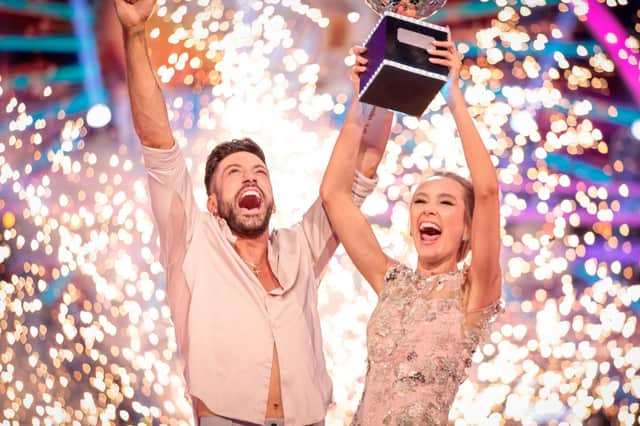 Rose Ayling-Ellis and Giovanni Pernice celebrate after winning the final of the BBC's Strictly Come Dancing (Picture: Guy Levy/BBC/PA Wire)