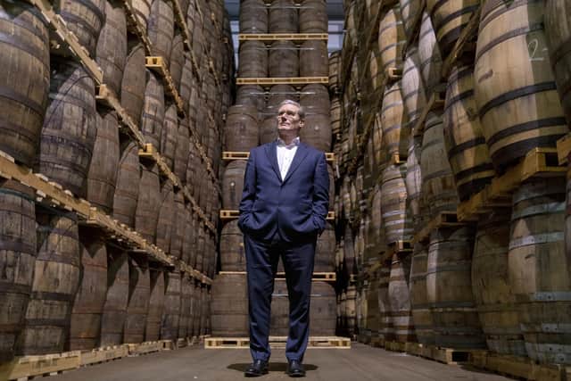 Labour leader Sir Keir Starmer during his visit to the InchDairnie Distillery in Glenrothes, Fife. Picture: Jane Barlow/PA Wire