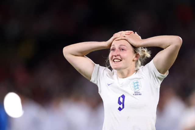 Ellen White celebrates with the fans and family following her teams victory in the UEFA Women's Euro 2022 Semi Final (Photo by Naomi Baker/Getty Images)