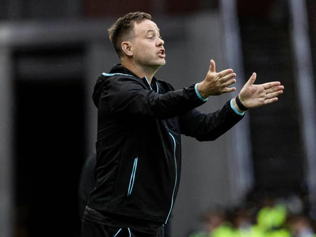 Rangers manager Michael Beale issues instructions during the 2-1 defeat by Newcastle United.