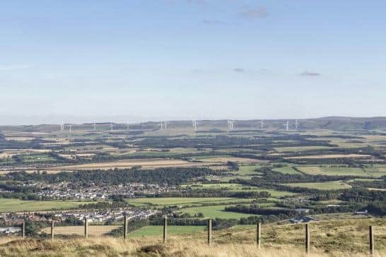 This photo montage shows how the proposed 18-turbine Torfichen wind farm would look. Picture: RES
