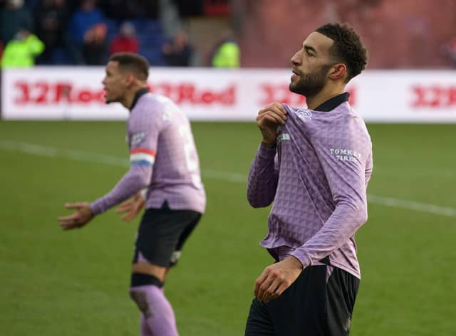Connor Goldson celebrates after putting Rangers 3-2 ahead against Ross County. (Photo by Craig Williamson / SNS Group)