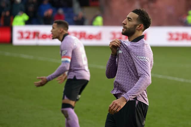Connor Goldson celebrates after putting Rangers 3-2 ahead against Ross County. (Photo by Craig Williamson / SNS Group)