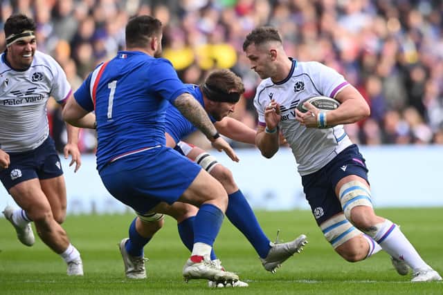 Scotland No 8 Magnus Bradbury has backed the squad to bounce back from the heavy defeat to France. (Photo by Stu Forster/Getty Images)