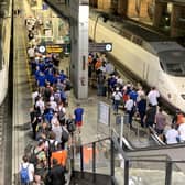Rangers fans depart Seville's Santa Justa Train Station following the UEFA Europa League Final (Picture: Andrew Milligan/PA Wire).