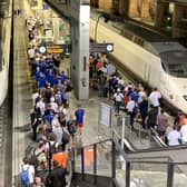 Rangers fans depart Seville's Santa Justa Train Station following the UEFA Europa League Final (Picture: Andrew Milligan/PA Wire).