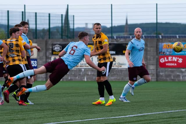 Hearts trialist Joe Wright makes it 3-0 during a pre-season friendly match against East Fife.