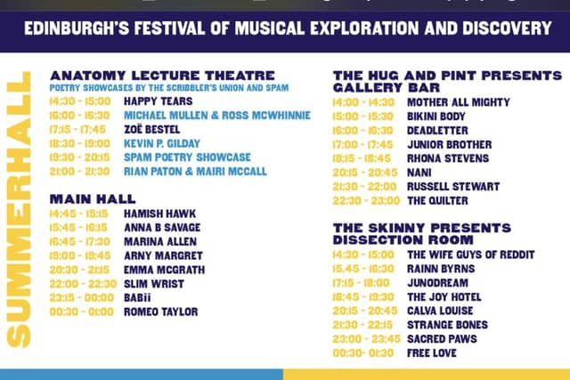 The line-up at Summerhall