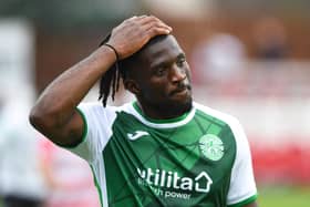 Hibs fielded Rocky Bushiri against Morton despite the Belgian defender being suspended for the Premier Sports Cup match. (Photo by Mark Scates / SNS Group)