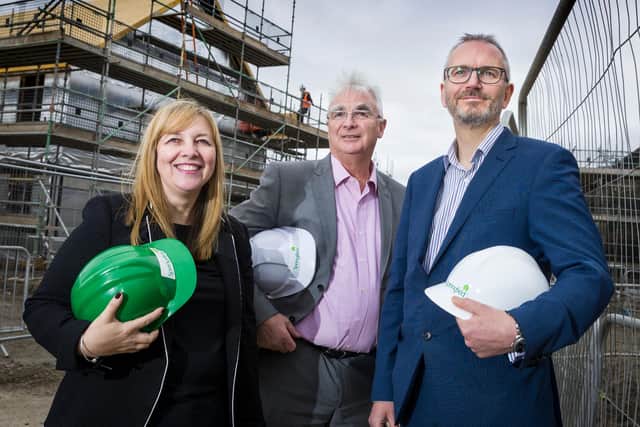 Chief financial officer Michelle Motion,  chairman Sandy Adam and chief executive Innes Smith, all of Scottish housebuilder Springfield Properties. Picture: Stuart Wallace