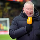 Ally McCoist celebrated Rangers' win over RB Leipzig with a dance in front of the BT Sport cameras. (Photo by Alan Harvey / SNS Group)