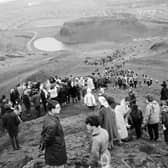 Edinburgh residents on their way down Arthur's Seat after the Mayday Sunrise Service in 1966.