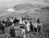 Edinburgh residents on their way down Arthur's Seat after the Mayday Sunrise Service in 1966.
