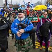 Independence supporters gather in Glasgow on Saturday in light of Supreme Court decision on a second referendum. PIC: Lisa Ferguson.