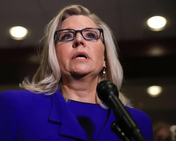 Republican Liz Cheney addressed reporters after House Republicans voted to remove her as conference chair after she became a target for former President Donald Trump and his followers in the House (Picture: Getty Images)