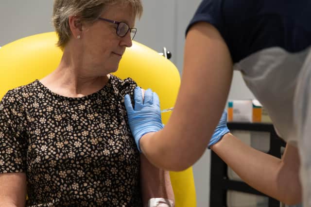 A volunteer being administered the coronavirus vaccine developed by AstraZeneca and Oxford University