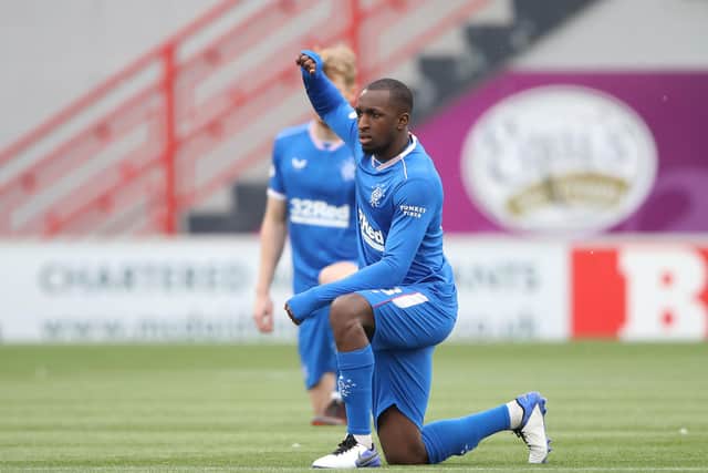 Players have taken the knee pre-match this season to highlight anti-racism movement - but Rangers will not do so today following the midweek abuse aimed at two of their players (Photo by Ian MacNicol/Getty Images)