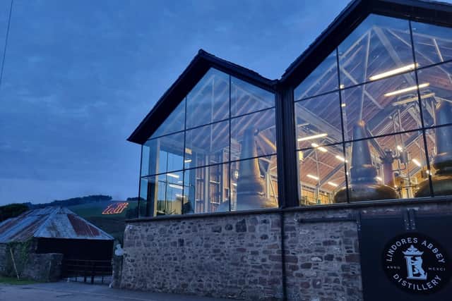 Lindores Abbey Distillery at night