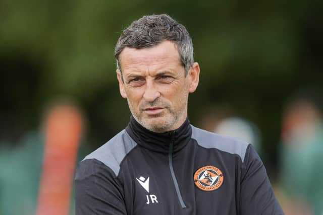 Dundee United manager Jack Ross surveys training ahead of the Europa Conference League third qualifying round tie against AZ Alkmaar. (Photo by Mark Scates / SNS Group)
