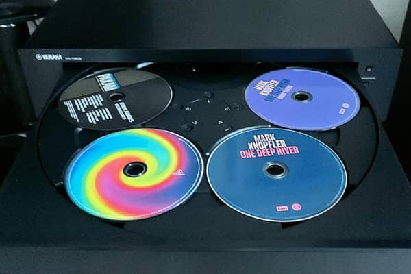The Yamaha multi-disc player has a feature that allows you to eject the tray and change four of the discs while the fifth keeps playing. Picture: Scott Reid