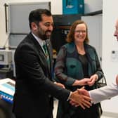 King Charles III meeting First Minister Humza Yousaf as they visit Heriot-Watt University Dubai Campus during the COP28 summit. Picture: Andrew Matthews/PA Wire