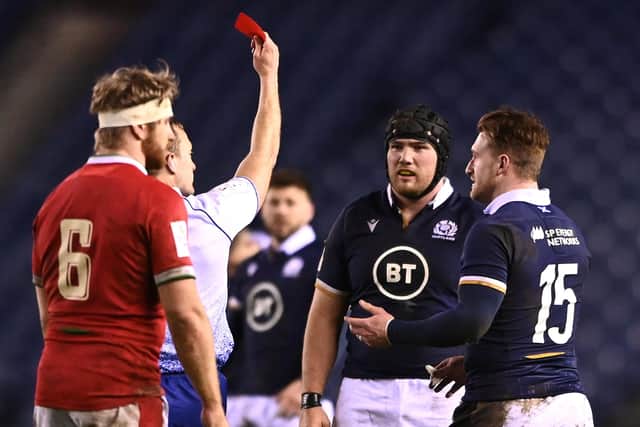 Scotland prop Zander Fagerson was sent off during the Six Nations match between against Wales at Murrayfield. Picture: Stu Forster/Getty Images)