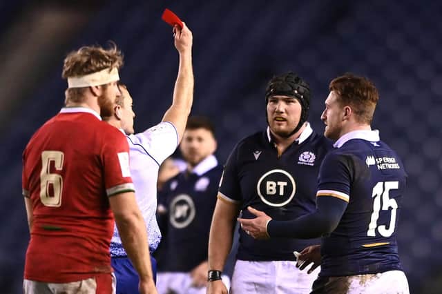 Scotland prop Zander Fagerson was sent off during the Six Nations match between against Wales at Murrayfield. Picture: Stu Forster/Getty Images)