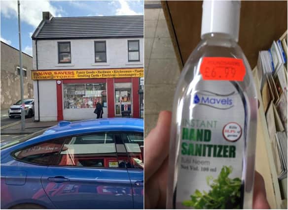 The Pund Savers shop in Whitburn has received soe backlash for the £6.99 cost of hand sanitiser. Pics: Ian Grant/contributed