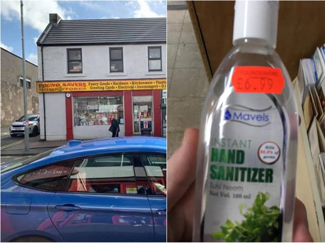 The Pund Savers shop in Whitburn has received soe backlash for the £6.99 cost of hand sanitiser. Pics: Ian Grant/contributed
